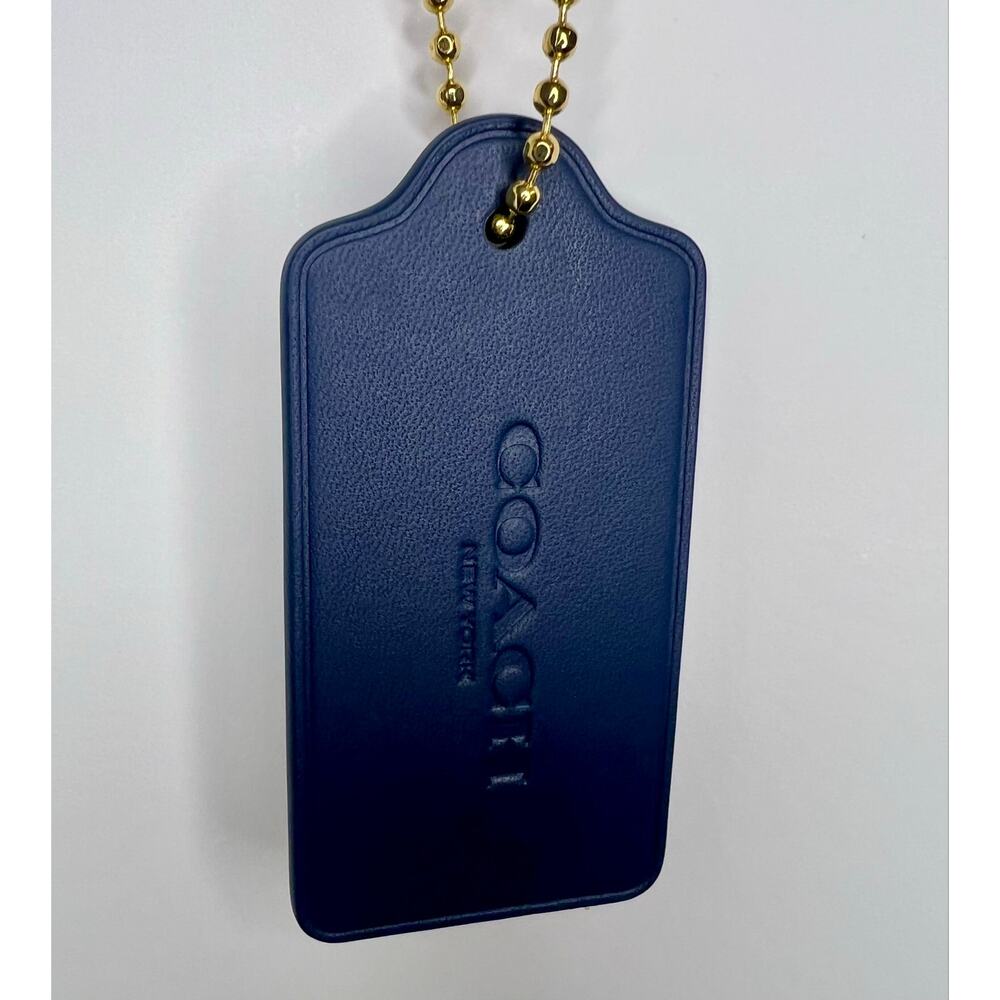 Coach Store Chicago Skyline Navy Leather Hangtag Bag Charm Keychain Travel Tag - Picture 3 of 4